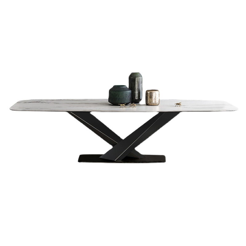 Muebles tradicionales de piedra rectangle de mesa de comedor de lujo con base de pedestal