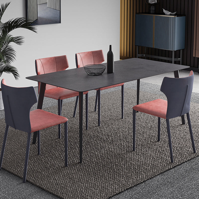 Mesa de comedor negra de piedra sinterizada Mesa de 4 patas industriales para comedor