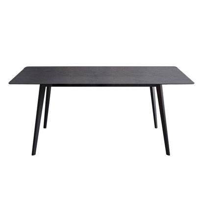 Mesa de comedor negra de piedra sinterizada Mesa de 4 patas industriales para comedor