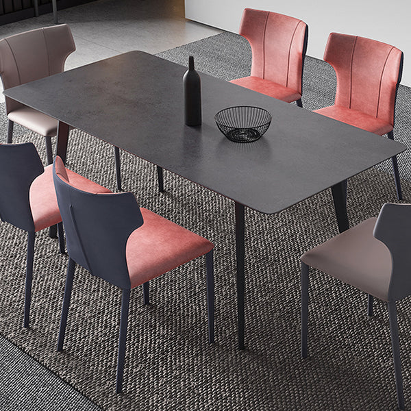 Mesa de comedor negra de piedra sinterizada Mesa de 4 patas industriales para comedor
