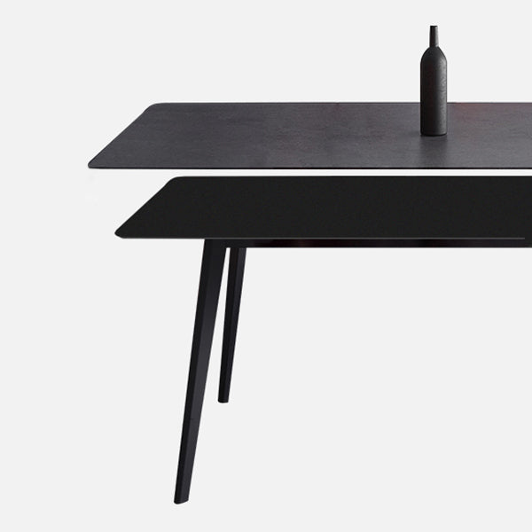 Mesa de comedor negra de piedra sinterizada Mesa de 4 patas industriales para comedor