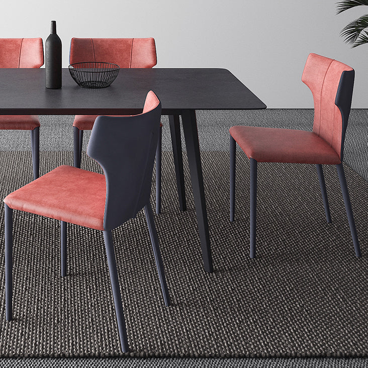 Mesa de comedor negra de piedra sinterizada Mesa de 4 patas industriales para comedor