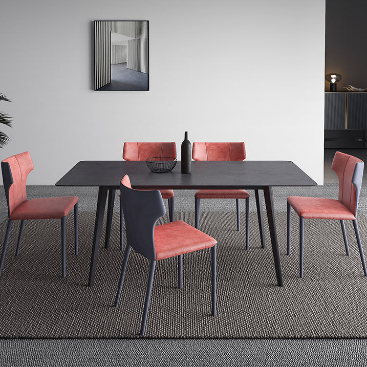 Mesa de comedor negra de piedra sinterizada Mesa de 4 patas industriales para comedor