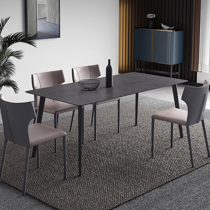Mesa de comedor negra de piedra sinterizada Mesa de 4 patas industriales para comedor