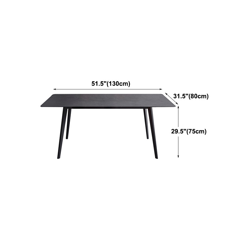 Mesa de comedor negra de piedra sinterizada Mesa de 4 patas industriales para comedor