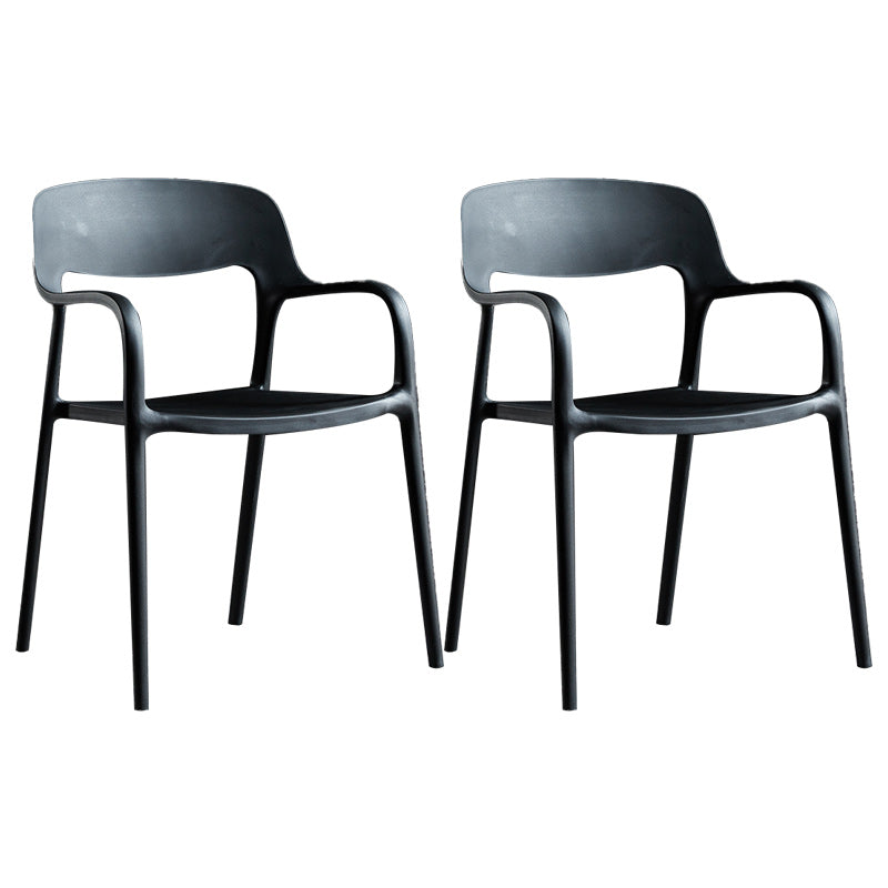 Plastic Contemporary Arm Chair Open Back Kitchen Dining Room Chair Black 2 Piece Set Clearhalo 'Dining Chairs' 'Dining Tables & Seating' 'dining_chair' 'furn' 'furn_dining_chair' 'Furniture' 'Kitchen & Dining Furniture' 5131415
