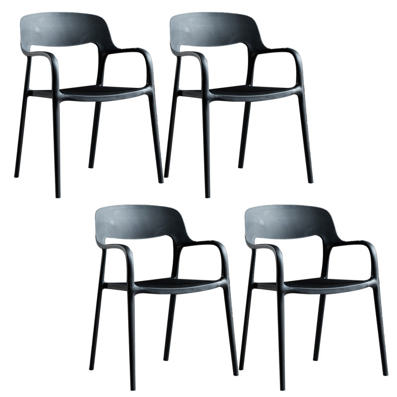 Plastic Contemporary Arm Chair Open Back Kitchen Dining Room Chair Black 4 Piece Set Clearhalo 'Dining Chairs' 'Dining Tables & Seating' 'dining_chair' 'furn' 'furn_dining_chair' 'Furniture' 'Kitchen & Dining Furniture' 5131417