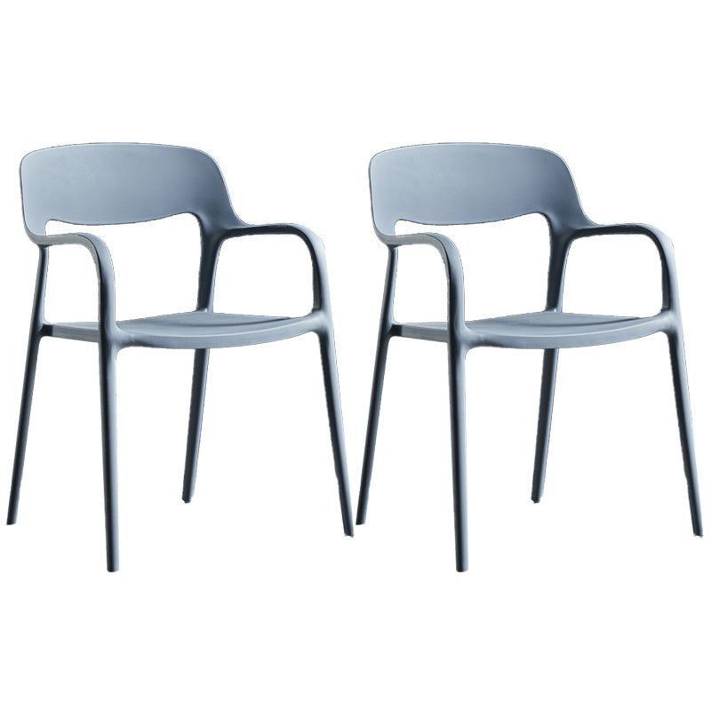 Plastic Contemporary Arm Chair Open Back Kitchen Dining Room Chair Grey 2 Piece Set Clearhalo 'Dining Chairs' 'Dining Tables & Seating' 'dining_chair' 'furn' 'furn_dining_chair' 'Furniture' 'Kitchen & Dining Furniture' 5131418
