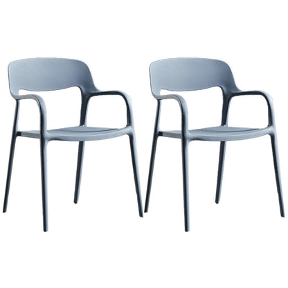 Plastic Contemporary Arm Chair Open Back Kitchen Dining Room Chair Grey 2 Piece Set Clearhalo 'Dining Chairs' 'Dining Tables & Seating' 'dining_chair' 'furn' 'furn_dining_chair' 'Furniture' 'Kitchen & Dining Furniture' 5131418