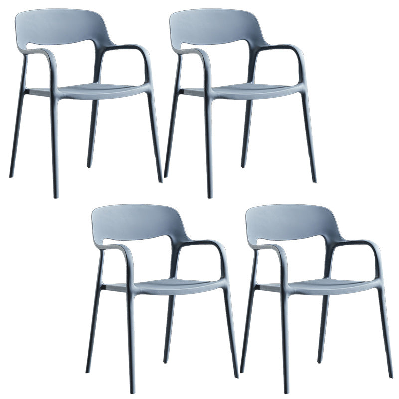 Plastic Contemporary Arm Chair Open Back Kitchen Dining Room Chair Grey 4 Piece Set Clearhalo 'Dining Chairs' 'Dining Tables & Seating' 'dining_chair' 'furn' 'furn_dining_chair' 'Furniture' 'Kitchen & Dining Furniture' 5131421