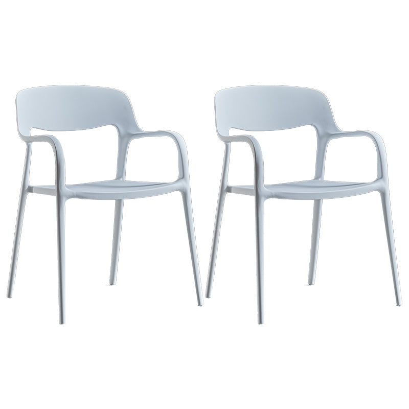 Plastic Contemporary Arm Chair Open Back Kitchen Dining Room Chair White 2 Piece Set Clearhalo 'Dining Chairs' 'Dining Tables & Seating' 'dining_chair' 'furn' 'furn_dining_chair' 'Furniture' 'Kitchen & Dining Furniture' 5131422