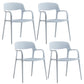 Plastic Contemporary Arm Chair Open Back Kitchen Dining Room Chair White 4 Piece Set Clearhalo 'Dining Chairs' 'Dining Tables & Seating' 'dining_chair' 'furn' 'furn_dining_chair' 'Furniture' 'Kitchen & Dining Furniture' 5131424