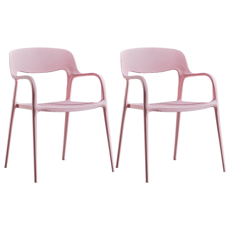 Plastic Contemporary Arm Chair Open Back Kitchen Dining Room Chair Pink 2 Piece Set Clearhalo 'Dining Chairs' 'Dining Tables & Seating' 'dining_chair' 'furn' 'furn_dining_chair' 'Furniture' 'Kitchen & Dining Furniture' 5131427