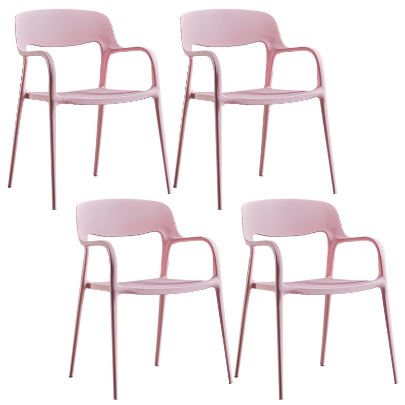 Plastic Contemporary Arm Chair Open Back Kitchen Dining Room Chair Pink 4 Piece Set Clearhalo 'Dining Chairs' 'Dining Tables & Seating' 'dining_chair' 'furn' 'furn_dining_chair' 'Furniture' 'Kitchen & Dining Furniture' 5131429
