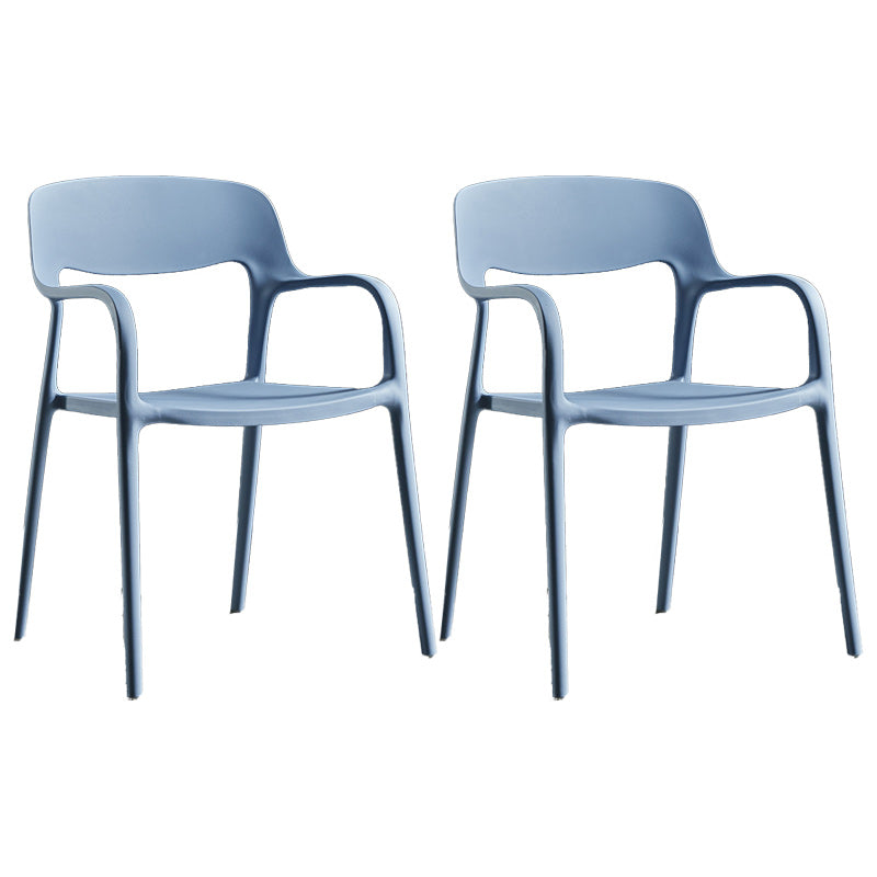 Plastic Contemporary Arm Chair Open Back Kitchen Dining Room Chair Blue 2 Piece Set Clearhalo 'Dining Chairs' 'Dining Tables & Seating' 'dining_chair' 'furn' 'furn_dining_chair' 'Furniture' 'Kitchen & Dining Furniture' 5131431