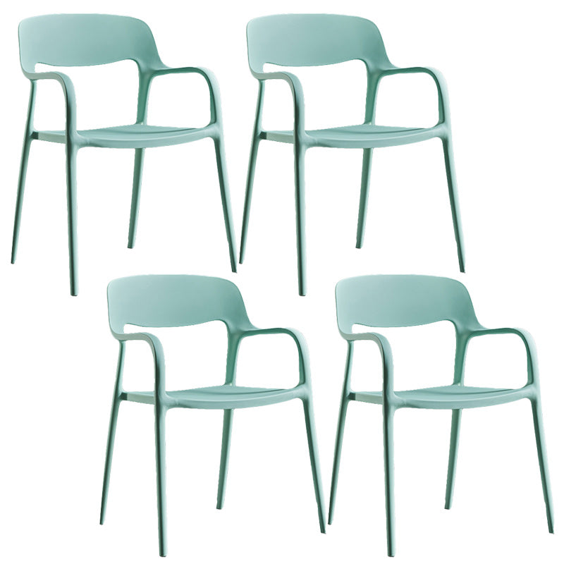 Plastic Contemporary Arm Chair Open Back Kitchen Dining Room Chair Green 4 Piece Set Clearhalo 'Dining Chairs' 'Dining Tables & Seating' 'dining_chair' 'furn' 'furn_dining_chair' 'Furniture' 'Kitchen & Dining Furniture' 5131434