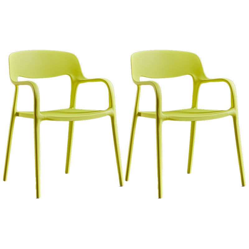 Plastic Contemporary Arm Chair Open Back Kitchen Dining Room Chair Light Yellow 2 Piece Set Clearhalo 'Dining Chairs' 'Dining Tables & Seating' 'dining_chair' 'furn' 'furn_dining_chair' 'Furniture' 'Kitchen & Dining Furniture' 5131435