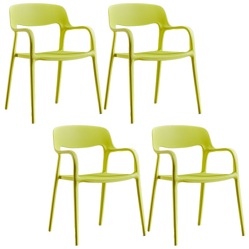Plastic Contemporary Arm Chair Open Back Kitchen Dining Room Chair Light Yellow 4 Piece Set Clearhalo 'Dining Chairs' 'Dining Tables & Seating' 'dining_chair' 'furn' 'furn_dining_chair' 'Furniture' 'Kitchen & Dining Furniture' 5131436