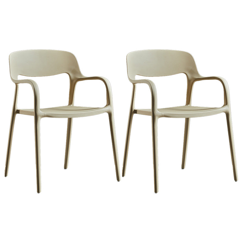 Plastic Contemporary Arm Chair Open Back Kitchen Dining Room Chair Khaki 2 Piece Set Clearhalo 'Dining Chairs' 'Dining Tables & Seating' 'dining_chair' 'furn' 'furn_dining_chair' 'Furniture' 'Kitchen & Dining Furniture' 5131437