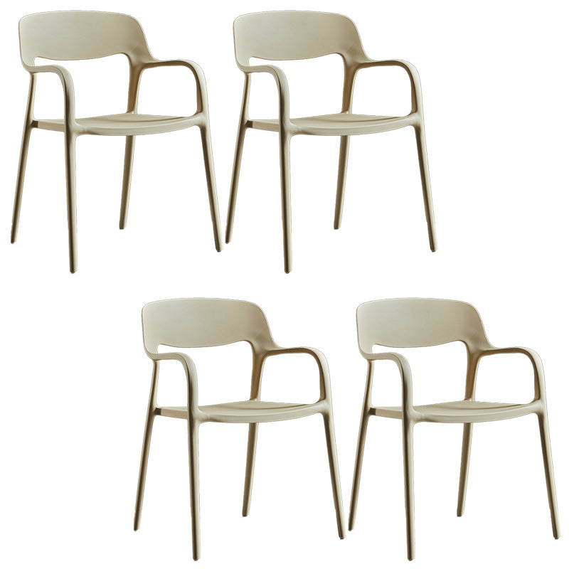 Plastic Contemporary Arm Chair Open Back Kitchen Dining Room Chair Khaki 4 Piece Set Clearhalo 'Dining Chairs' 'Dining Tables & Seating' 'dining_chair' 'furn' 'furn_dining_chair' 'Furniture' 'Kitchen & Dining Furniture' 5131438