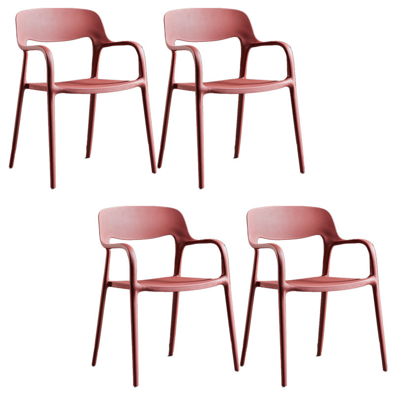 Plastic Contemporary Arm Chair Open Back Kitchen Dining Room Chair Burgundy 4 Piece Set Clearhalo 'Dining Chairs' 'Dining Tables & Seating' 'dining_chair' 'furn' 'furn_dining_chair' 'Furniture' 'Kitchen & Dining Furniture' 5131440