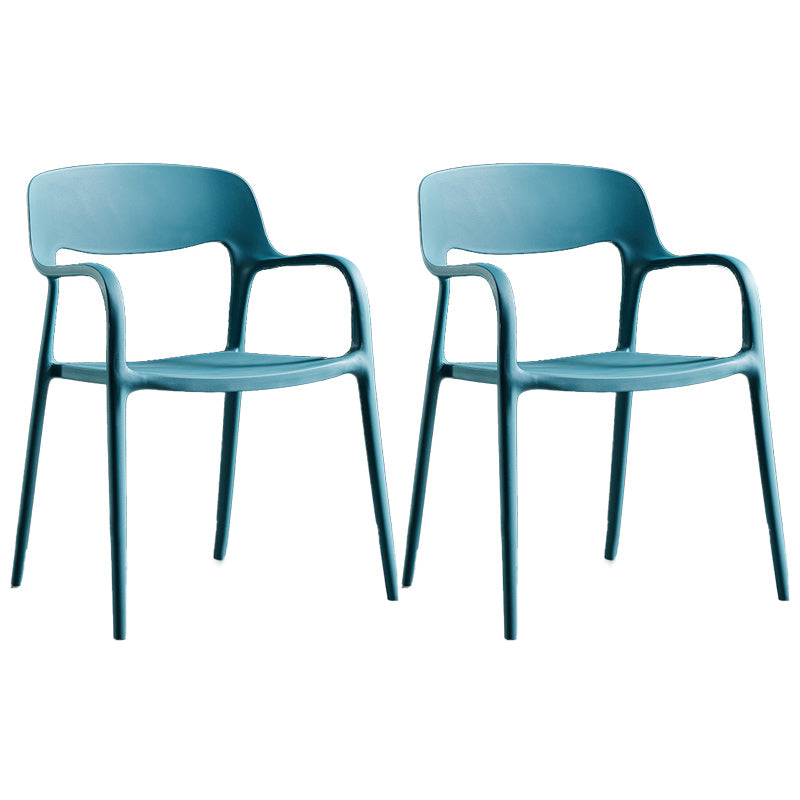 Plastic Contemporary Arm Chair Open Back Kitchen Dining Room Chair Peacock Blue 2 Piece Set Clearhalo 'Dining Chairs' 'Dining Tables & Seating' 'dining_chair' 'furn' 'furn_dining_chair' 'Furniture' 'Kitchen & Dining Furniture' 5131441