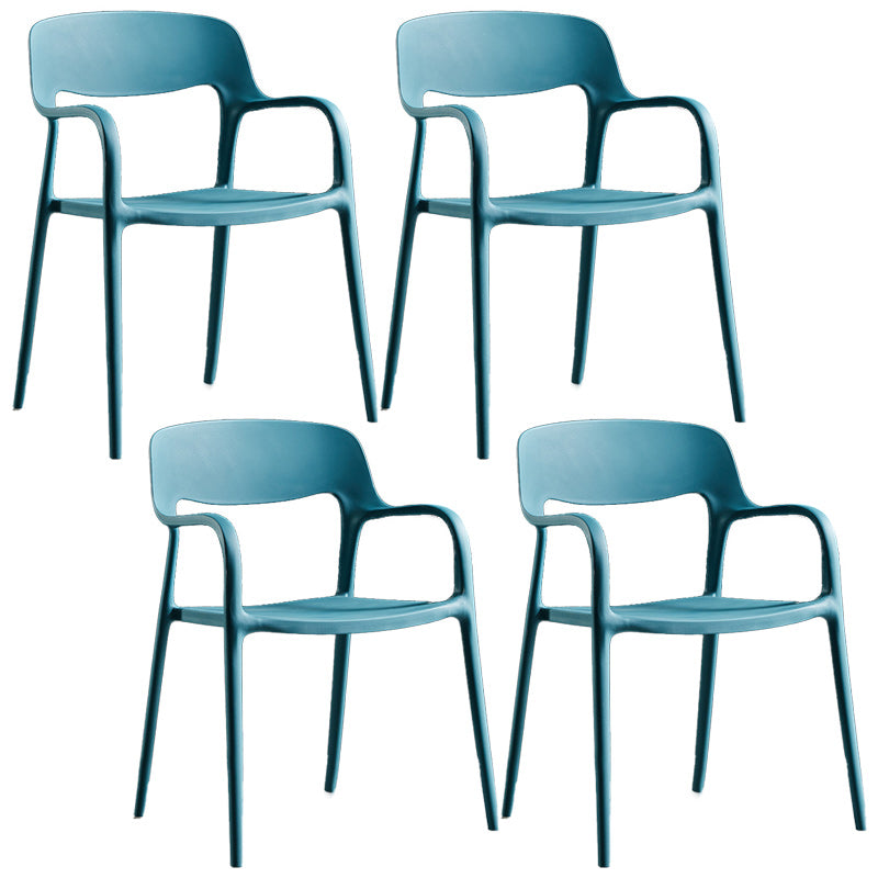 Plastic Contemporary Arm Chair Open Back Kitchen Dining Room Chair Peacock Blue 4 Piece Set Clearhalo 'Dining Chairs' 'Dining Tables & Seating' 'dining_chair' 'furn' 'furn_dining_chair' 'Furniture' 'Kitchen & Dining Furniture' 5131442