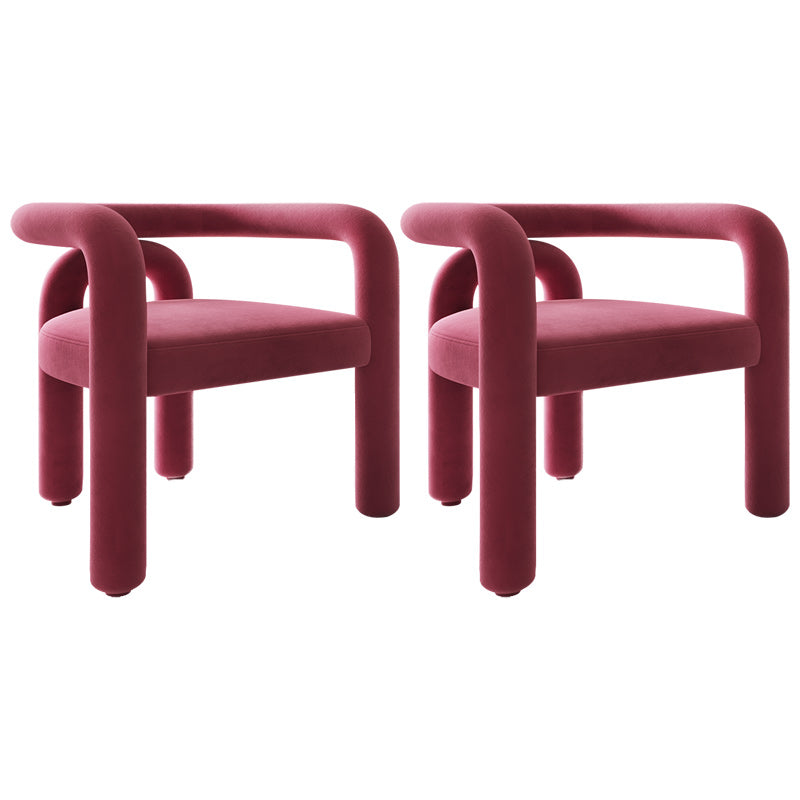 Contemporary Arm Chair Upholstered Open Back Dining Armchair Pink 2 Piece Set Clearhalo 'Dining Chairs' 'Dining Tables & Seating' 'dining_chair' 'furn' 'furn_dining_chair' 'Furniture' 'Kitchen & Dining Furniture' 5131533