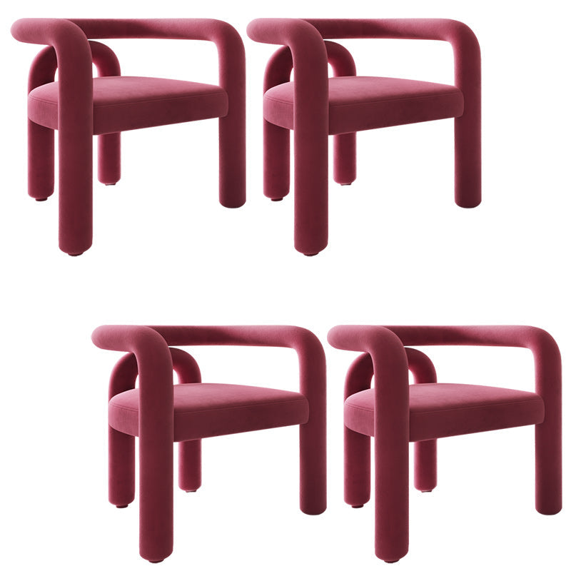 Contemporary Arm Chair Upholstered Open Back Dining Armchair Pink 4 Piece Set Clearhalo 'Dining Chairs' 'Dining Tables & Seating' 'dining_chair' 'furn' 'furn_dining_chair' 'Furniture' 'Kitchen & Dining Furniture' 5131535