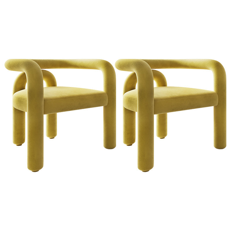 Contemporary Arm Chair Upholstered Open Back Dining Armchair Yellow 2 Piece Set Clearhalo 'Dining Chairs' 'Dining Tables & Seating' 'dining_chair' 'furn' 'furn_dining_chair' 'Furniture' 'Kitchen & Dining Furniture' 5131540