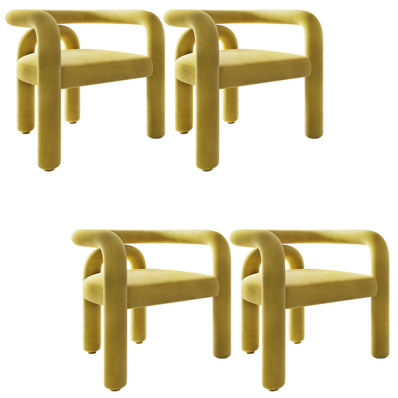 Contemporary Arm Chair Upholstered Open Back Dining Armchair Yellow 4 Piece Set Clearhalo 'Dining Chairs' 'Dining Tables & Seating' 'dining_chair' 'furn' 'furn_dining_chair' 'Furniture' 'Kitchen & Dining Furniture' 5131541