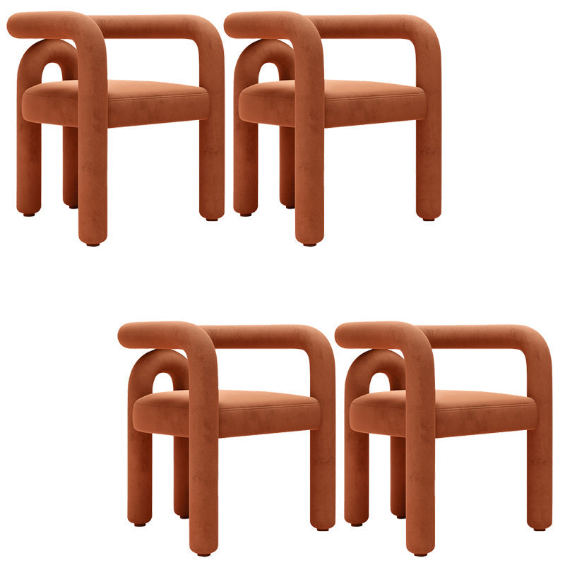 Contemporary Arm Chair Upholstered Open Back Dining Armchair Brown 4 Piece Set Clearhalo 'Dining Chairs' 'Dining Tables & Seating' 'dining_chair' 'furn' 'furn_dining_chair' 'Furniture' 'Kitchen & Dining Furniture' 5131545