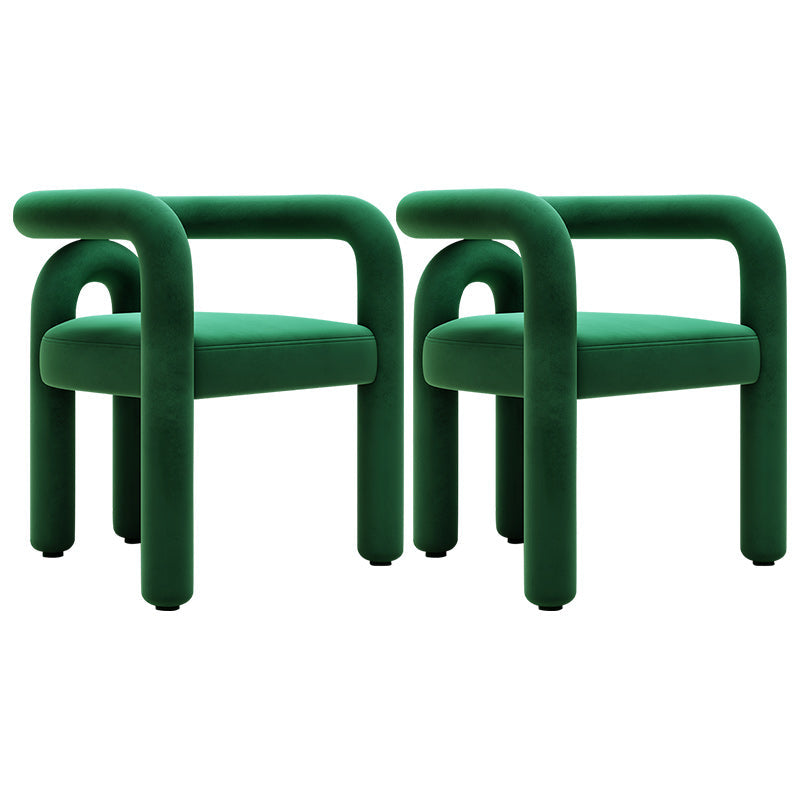 Contemporary Arm Chair Upholstered Open Back Dining Armchair Green 2 Piece Set Clearhalo 'Dining Chairs' 'Dining Tables & Seating' 'dining_chair' 'furn' 'furn_dining_chair' 'Furniture' 'Kitchen & Dining Furniture' 5131555