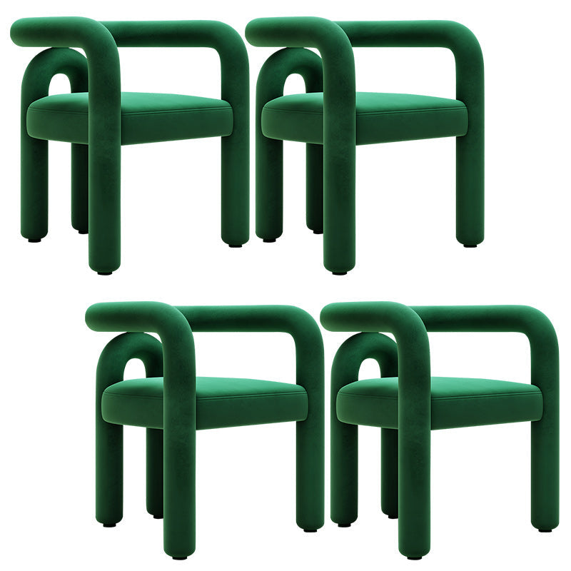 Contemporary Arm Chair Upholstered Open Back Dining Armchair Green 4 Piece Set Clearhalo 'Dining Chairs' 'Dining Tables & Seating' 'dining_chair' 'furn' 'furn_dining_chair' 'Furniture' 'Kitchen & Dining Furniture' 5131556