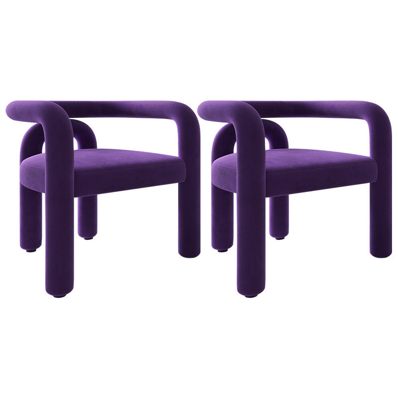 Contemporary Arm Chair Upholstered Open Back Dining Armchair Purple 2 Piece Set Clearhalo 'Dining Chairs' 'Dining Tables & Seating' 'dining_chair' 'furn' 'furn_dining_chair' 'Furniture' 'Kitchen & Dining Furniture' 5131558