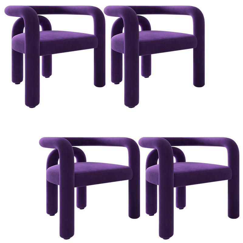 Contemporary Arm Chair Upholstered Open Back Dining Armchair Purple 4 Piece Set Clearhalo 'Dining Chairs' 'Dining Tables & Seating' 'dining_chair' 'furn' 'furn_dining_chair' 'Furniture' 'Kitchen & Dining Furniture' 5131559