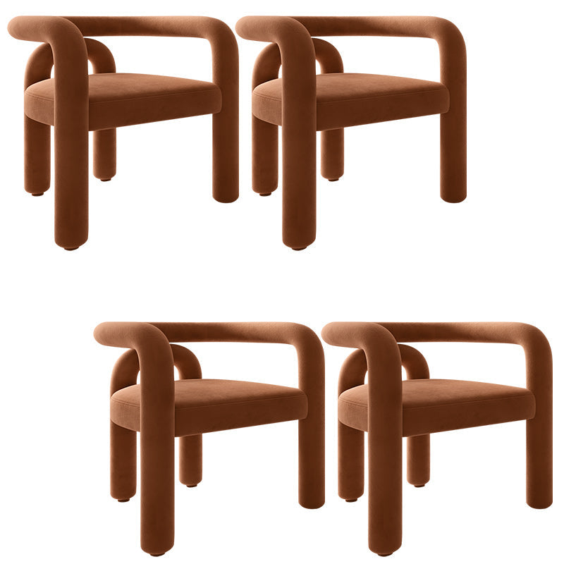 Contemporary Arm Chair Upholstered Open Back Dining Armchair Light Brown 4 Piece Set Clearhalo 'Dining Chairs' 'Dining Tables & Seating' 'dining_chair' 'furn' 'furn_dining_chair' 'Furniture' 'Kitchen & Dining Furniture' 5131562
