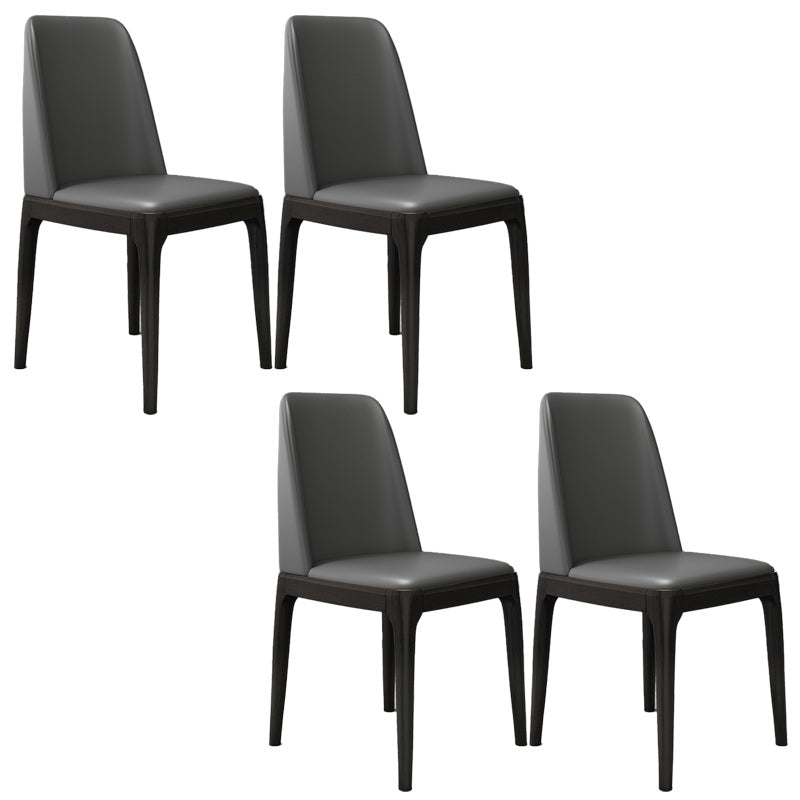 Sedia industriale in pelle finta con gambe in legno massiccio sedia da pranzo senza braccio opaco