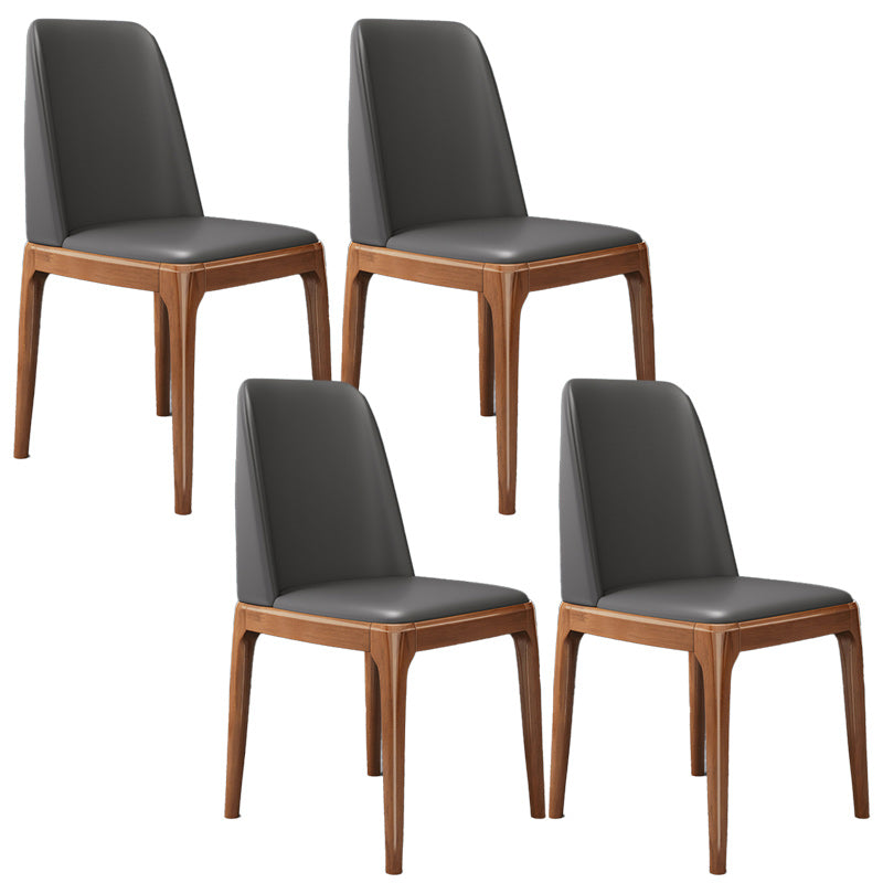 Sedia industriale in pelle finta con gambe in legno massiccio sedia da pranzo senza braccio opaco