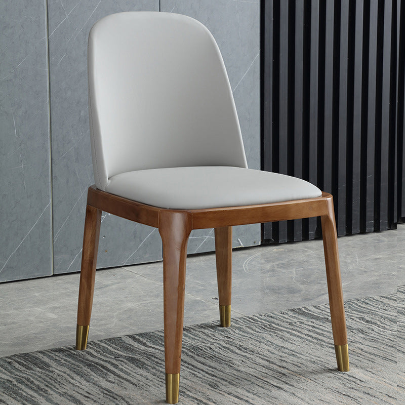 Sedia industriale in pelle finta con gambe in legno massiccio sedia da pranzo senza braccio opaco