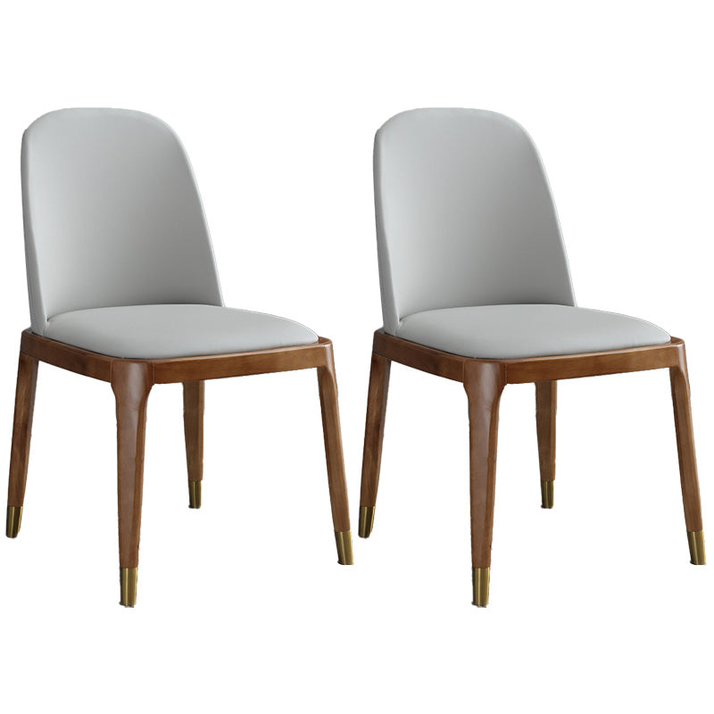 Sedia industriale in pelle finta con gambe in legno massiccio sedia da pranzo senza braccio opaco