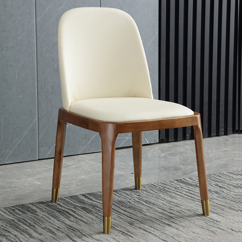 Sedia industriale in pelle finta con gambe in legno massiccio sedia da pranzo senza braccio opaco