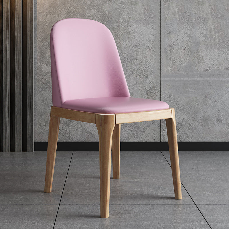 Sedia industriale in pelle finta con gambe in legno massiccio sedia da pranzo senza braccio opaco