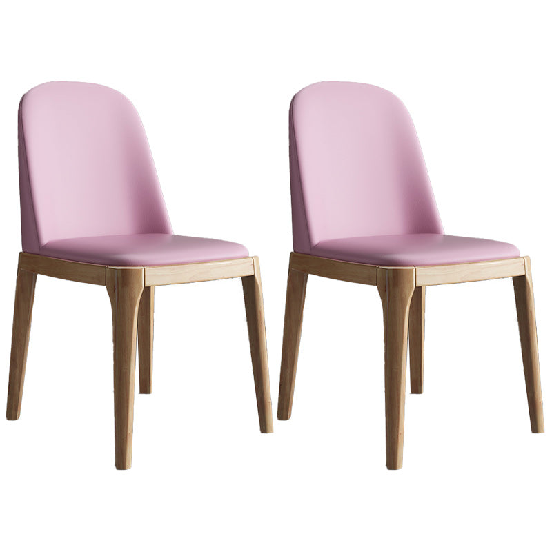 Sedia industriale in pelle finta con gambe in legno massiccio sedia da pranzo senza braccio opaco