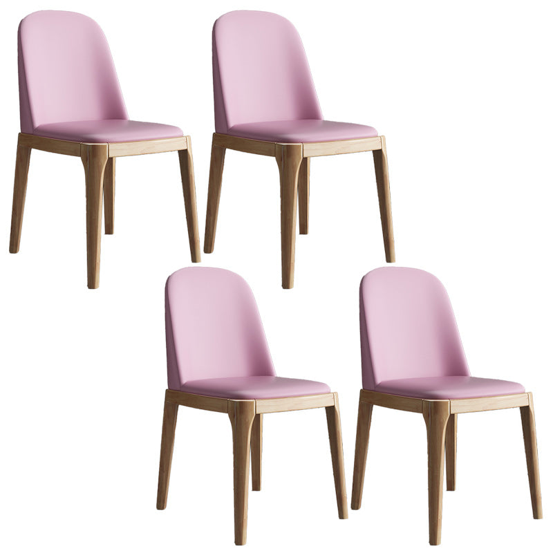 Sedia industriale in pelle finta con gambe in legno massiccio sedia da pranzo senza braccio opaco