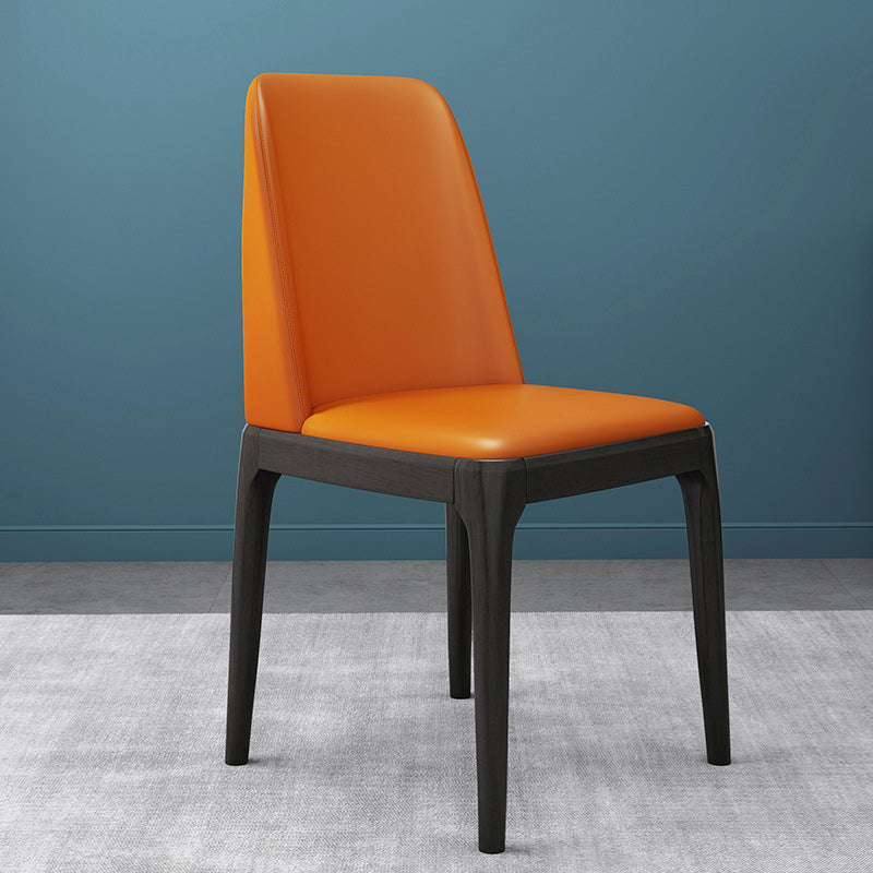 Sedia industriale in pelle finta con gambe in legno massiccio sedia da pranzo senza braccio opaco