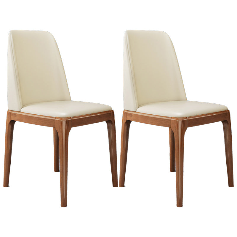 Sedia industriale in pelle finta con gambe in legno massiccio sedia da pranzo senza braccio opaco