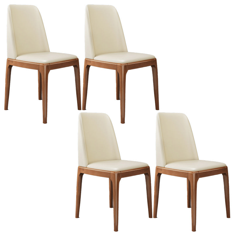 Sedia industriale in pelle finta con gambe in legno massiccio sedia da pranzo senza braccio opaco