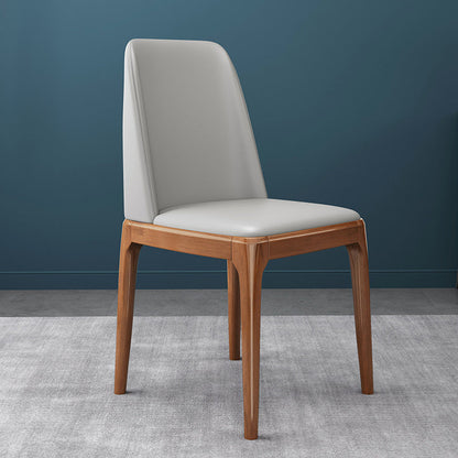 Sedia industriale in pelle finta con gambe in legno massiccio sedia da pranzo senza braccio opaco