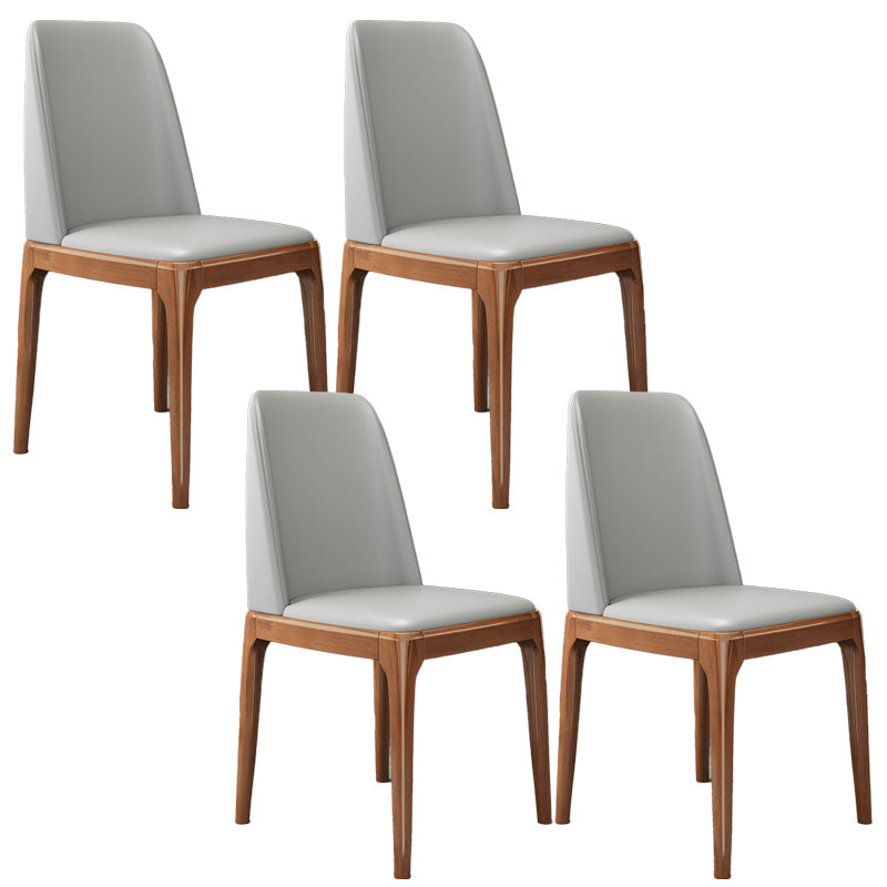 Sedia industriale in pelle finta con gambe in legno massiccio sedia da pranzo senza braccio opaco